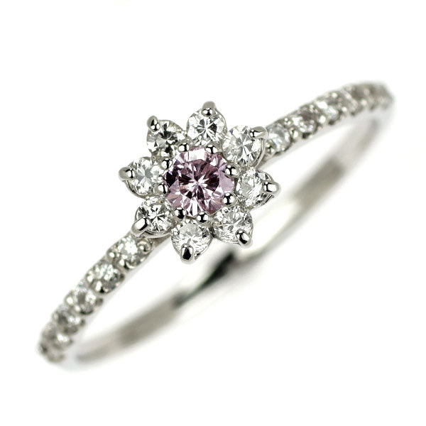 新品 希少 Pt900 天然ピンク ダイヤモンド リング 0.108ct LPP SI2 D0.28ct