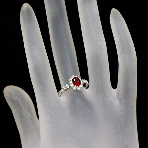 新品 Pt950 非加熱 ルビー ダイヤモンド リング 0.918ct D0.68ct