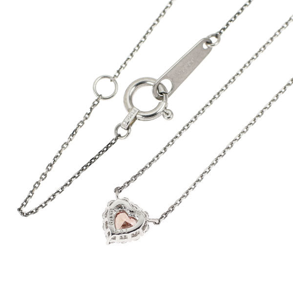 新品 希少 Pt900/ Pt850 ハートシェイプ天然ピンク ダイヤモンド ペンダントネックレス 0.103ct FDBOP SI2 D0.07ct