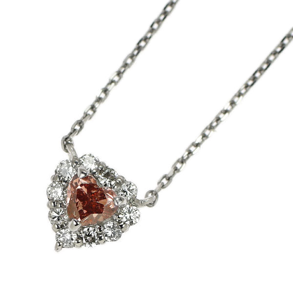 新品 希少 Pt900/ Pt850 ハートシェイプ天然ピンク ダイヤモンド ペンダントネックレス 0.103ct FDBOP SI2 D0.07ct