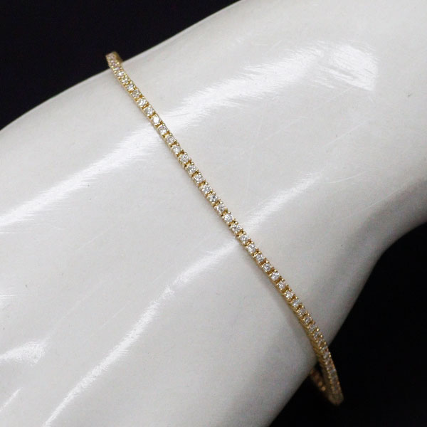 新品 K18YG ダイヤモンド テニス ブレスレット 0.90ct