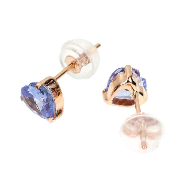 新品 K18PG ハートシェイプ タンザナイト ピアス 0.70ct 【エスコレ】