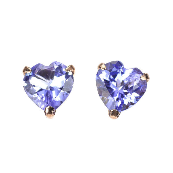 新品 K18PG ハートシェイプ タンザナイト ピアス 0.70ct 【エスコレ】