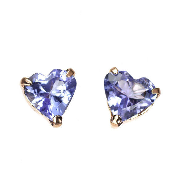 新品 K18PG ハートシェイプ タンザナイト ピアス 0.70ct 【エスコレ】