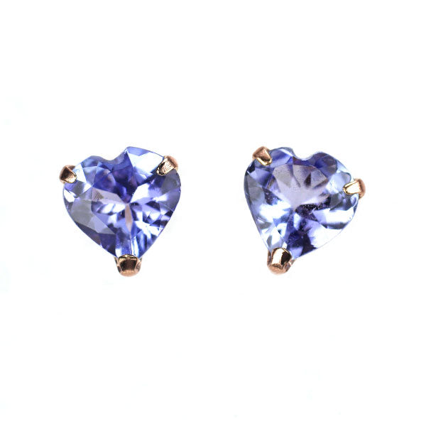 新品 K18PG ハートシェイプ タンザナイト ピアス 0.70ct 【エスコレ】