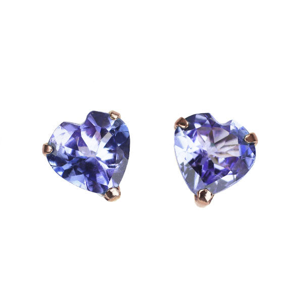 新品 K18PG ハートシェイプ タンザナイト ピアス 0.70ct 【エスコレ】