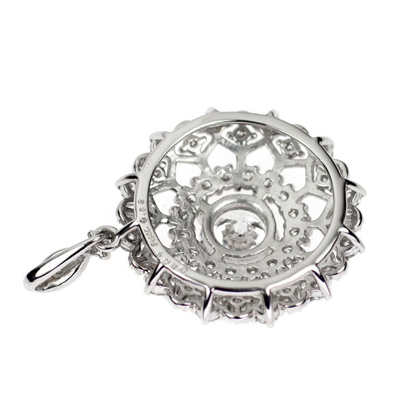 新品 Pt950 ダイヤモンド ペンダントトップ 0.604ct F SI2 VG D0.52ct アンティークレース【エスコレ】