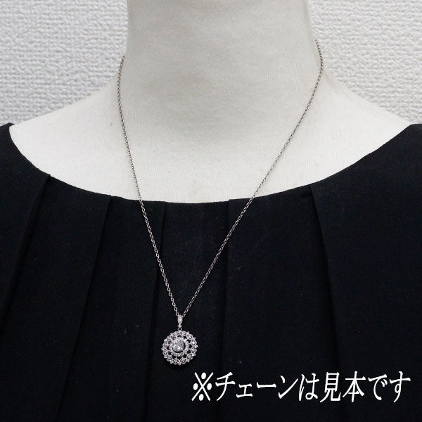 新品 Pt950 ダイヤモンド ペンダントトップ 0.604ct F SI2 VG D0.52ct アンティークレース【エスコレ】
