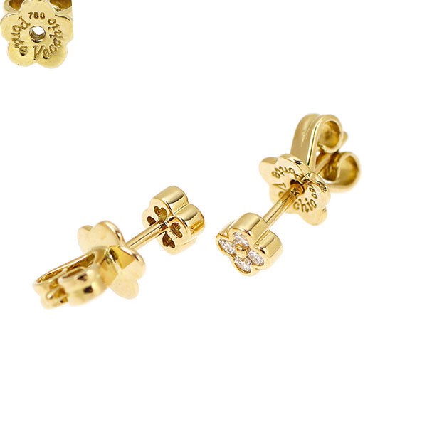 ポンテヴェキオ K18YG ダイヤモンド ピアス 0.08ct フラワー