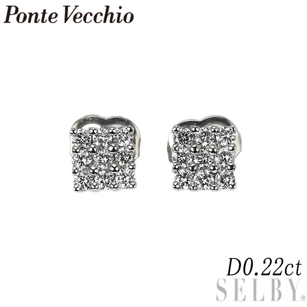 ポンテヴェキオ K18WG ダイヤモンド ピアス 0.22ct スタッド