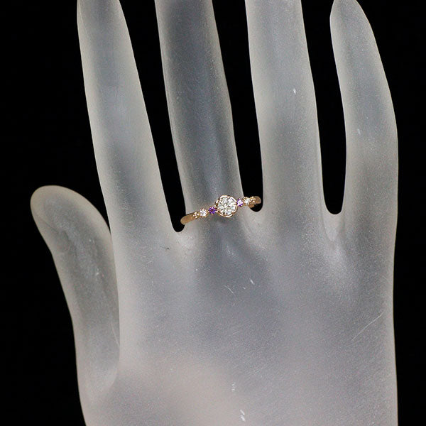 セントピュール/ディズニー K18PG ダイヤモンド アメジスト リング 0.20ct D0.02ct ラプンツェル