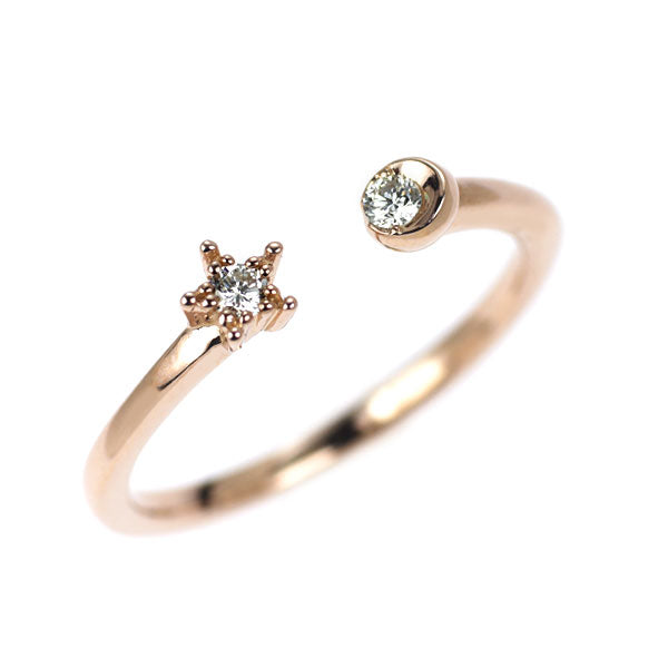 スタージュエリー K18PG ダイヤモンド リング 0.05ct スター＆ムーン