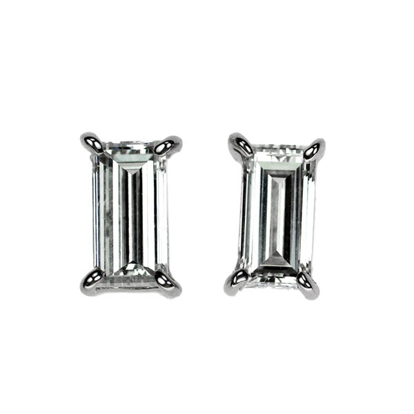 新品 Pt950/Pt900 バゲットカット ダイヤモンド ピアス 0.816ct G/I VS1/VS2 スタッド【エスコレ】