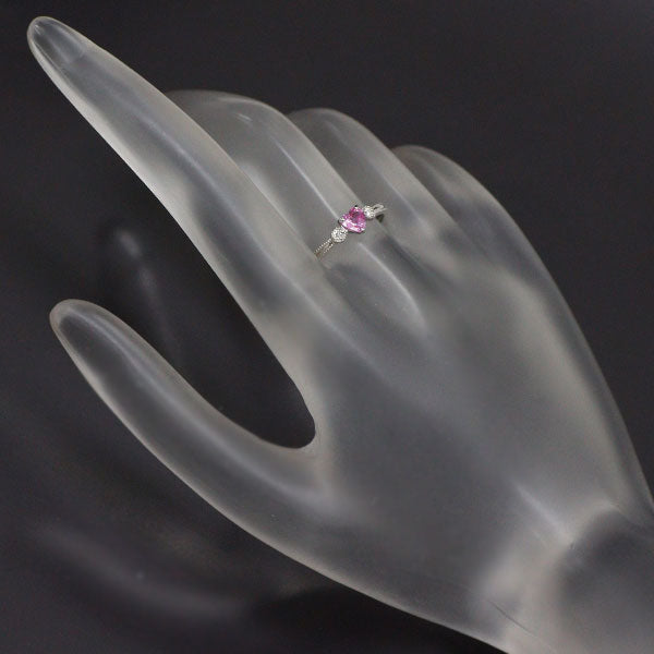 K18WG ピンクサファイア ダイヤモンド リング 0.25ct D0.04ct