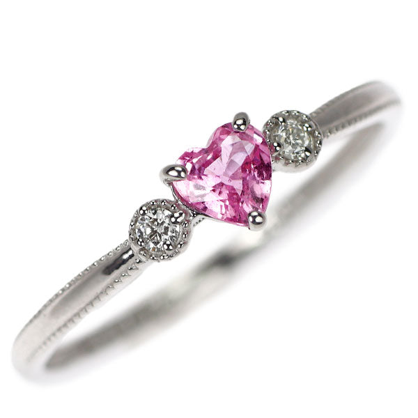 K18WG ピンクサファイア ダイヤモンド リング 0.25ct D0.04ct
