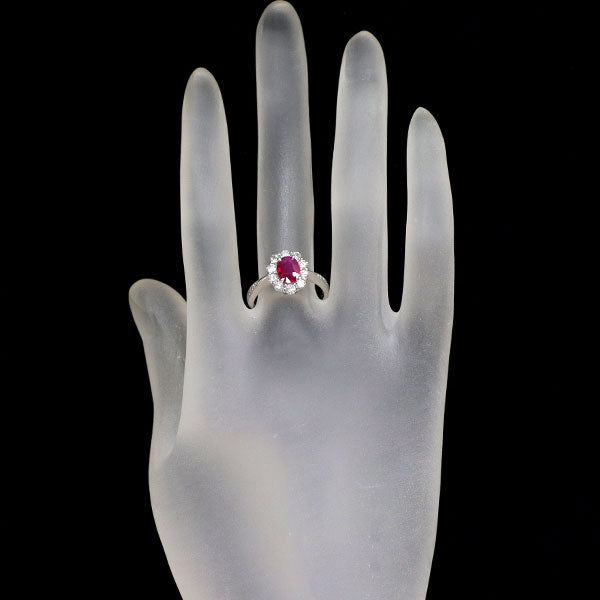 Pt900 モザンビーク産 非加熱ルビー ダイヤモンド リング 0.78ct D0.63ct