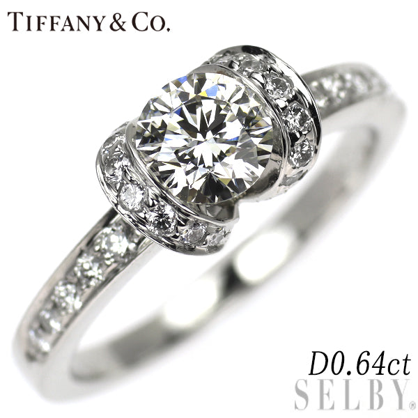 ティファニー Pt950 ダイヤモンド リング 0.64ct リボン
