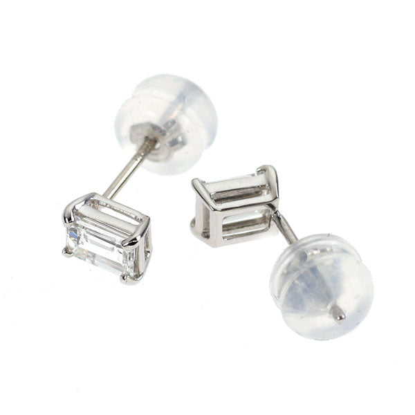 新品 Pt900 バケットカット ダイヤモンド ピアス 0.451ct F/G SI1