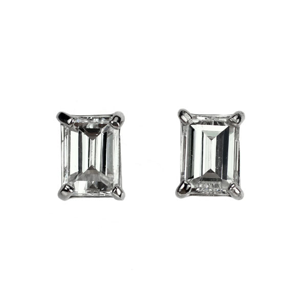 新品 Pt900 バケットカット ダイヤモンド ピアス 0.451ct F/G SI1