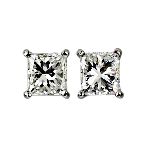 新品 Pt900 プリンセスカット ダイヤモンド ピアス 0.681ct F SI1-2