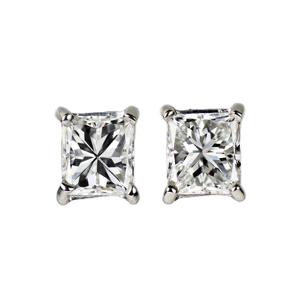 新品 Pt900 プリンセスカット ダイヤモンド ピアス 0.465ct E VVS2