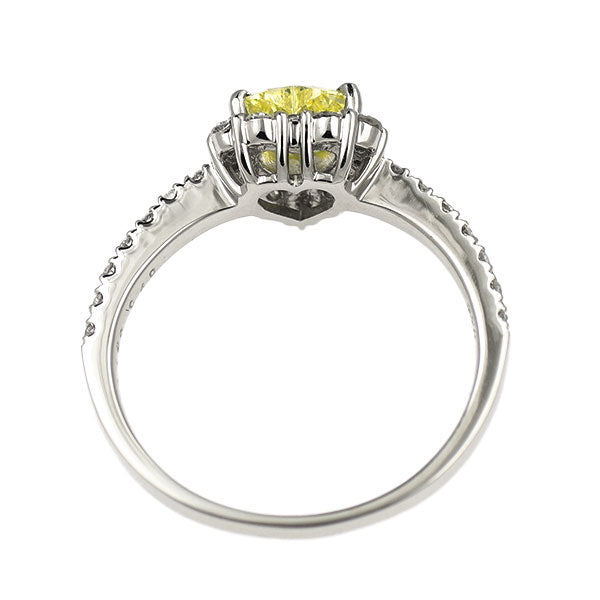 新品 Pt900 ハートシェイプ 天然イエロー ダイヤモンド リング 0.490ct FY SI1 D0.40ct