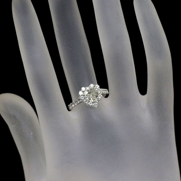 新品 Pt950 ハートシェイプ ダイヤモンド リング 1.060ct J I1 D0.76ct