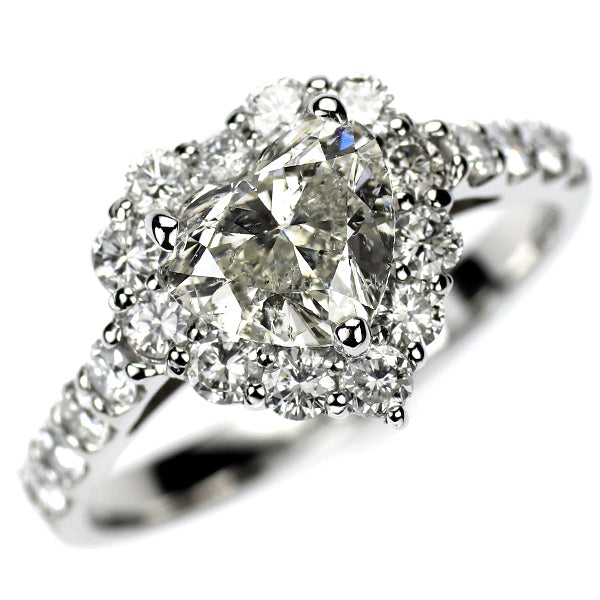 新品 Pt950 ハートシェイプ ダイヤモンド リング 1.060ct J I1 D0.76ct