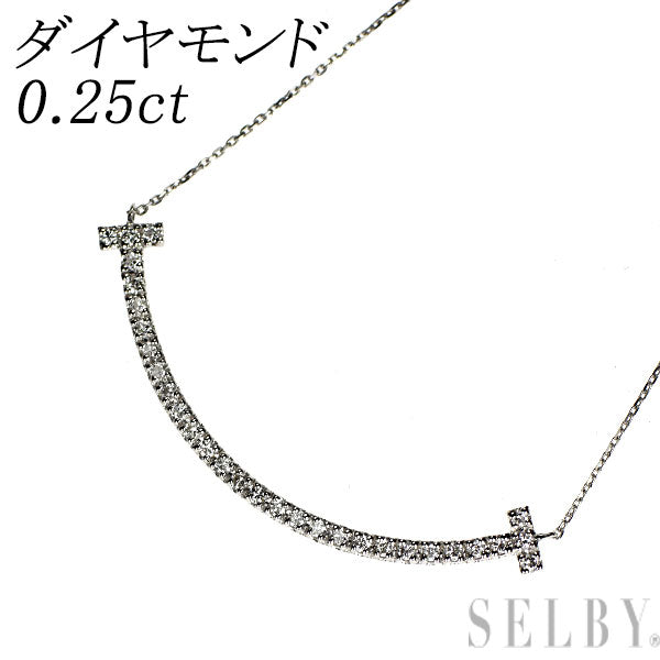 新品 Pt900/ Pt850 ダイヤモンド ペンダントネックレス 0.25ct スマイル
