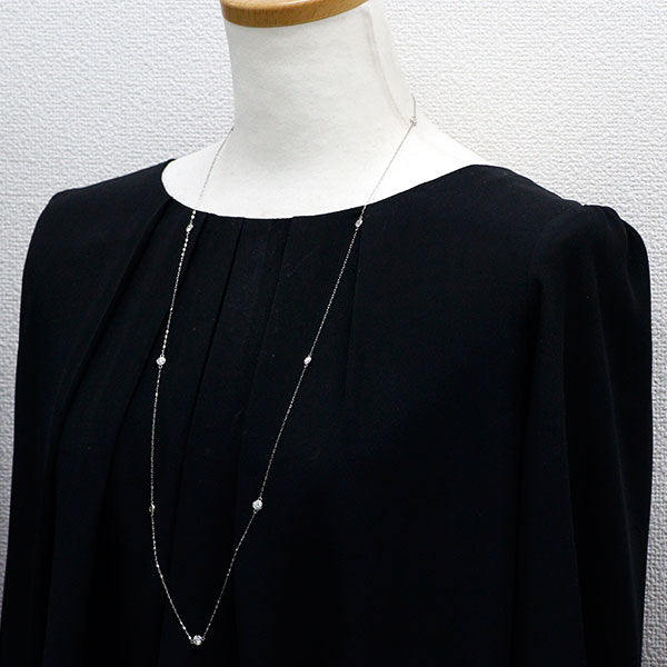新品 Pt950/ Pt850 ダイヤモンド ロング ステーションネックレス 2.003ct E-G SI2 G 80cm