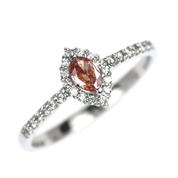 新品 希少 Pt950 マーキスカット天然ピンク ダイヤモンド リング 0.169ct FDOP SI2 D0.18ct