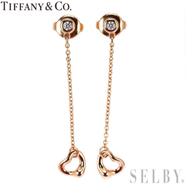 ティファニー K18PG ダイヤモンド ピアス バイザヤード オープンハート