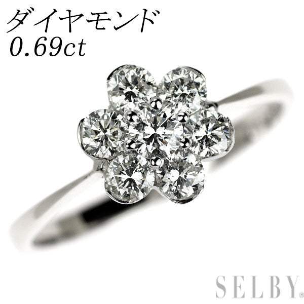 K18WG ダイヤモンド リング 0.69ct フラワー