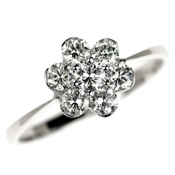 K18WG ダイヤモンド リング 0.69ct フラワー