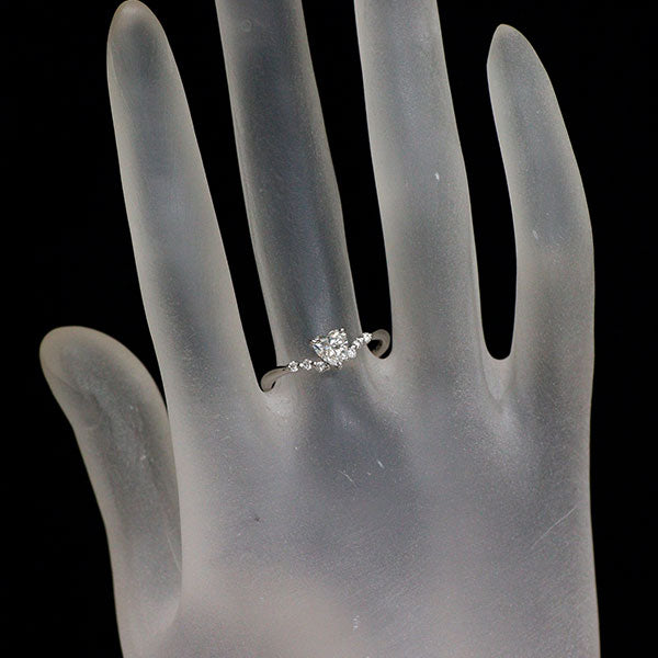 Pt900 ハートシェイプ ダイヤモンド リング 0.463ct F VVS2 D0.08ct