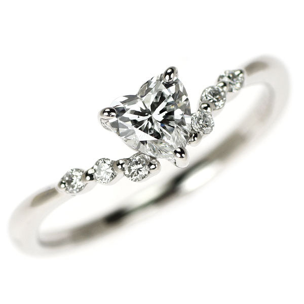Pt900 ハートシェイプ ダイヤモンド リング 0.463ct F VVS2 D0.08ct