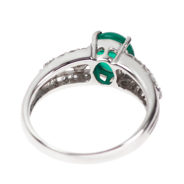 Pt900 エメラルド キャッツアイ ダイヤモンド リング 1.04ct D0.21ct