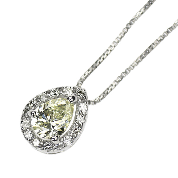 Pt900/ Pt850 ペアシェイプ ダイヤモンド ペンダントネックレス 0.30ct D0.07ct