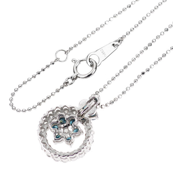 Pt900/ Pt850 カラーレス/トリートブルー ダイヤモンド ペンダントネックレス 1.00ct 3Way