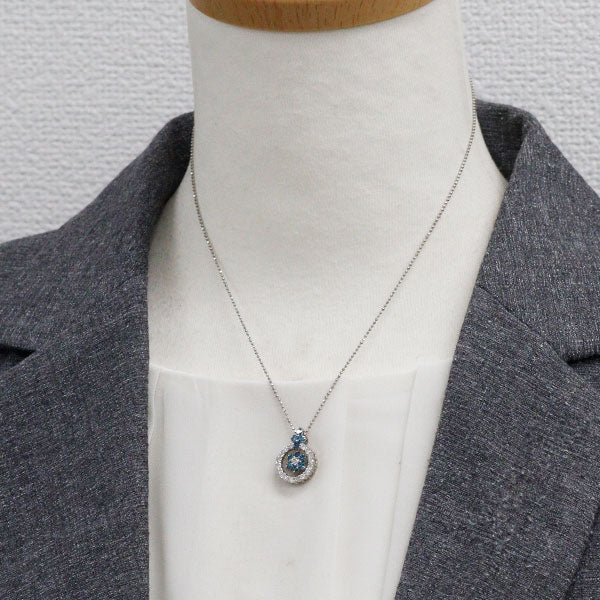 Pt900/ Pt850 カラーレス/トリートブルー ダイヤモンド ペンダントネックレス 1.00ct 3Way