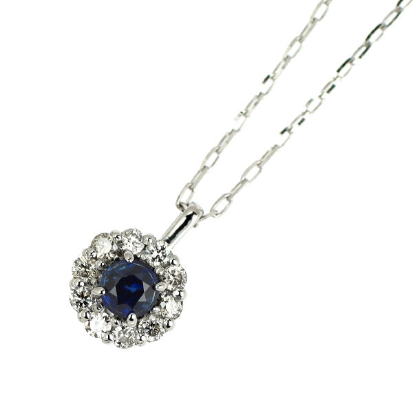 Pt950/ Pt850 サファイア ダイヤモンド ペンダントネックレス 0.07ct D0.07ct