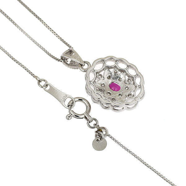 Pt900/ Pt850 ルビー ダイヤモンド ペンダントネックレス 0.36ct D0.11ct