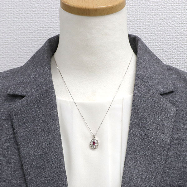 Pt900/ Pt850 ルビー ダイヤモンド ペンダントネックレス 0.36ct D0.11ct