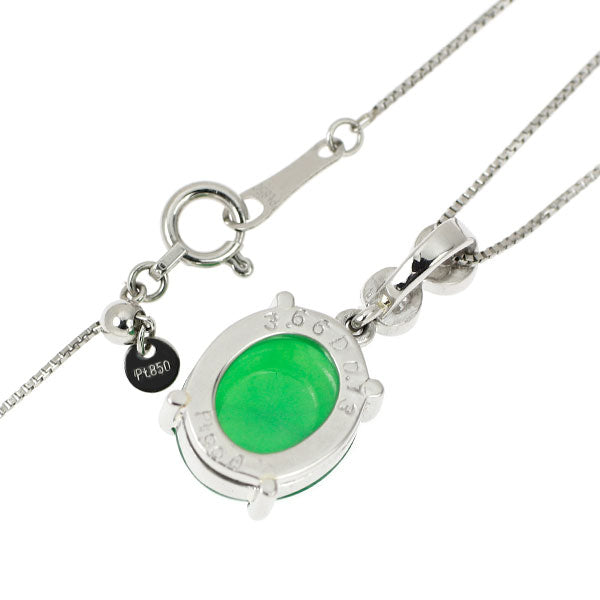 Pt900/ Pt850 翡翠/ヒスイ ダイヤモンド ペンダントネックレス 3.66ct D0.13ct