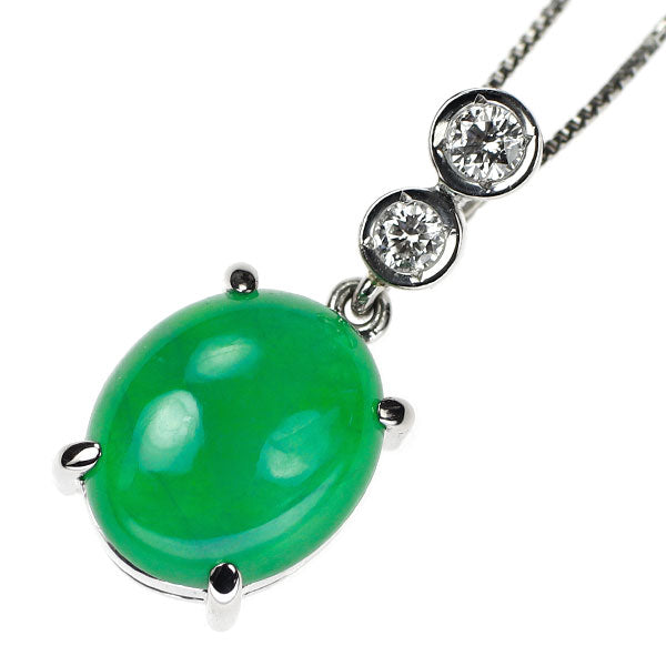 Pt900/ Pt850 翡翠/ヒスイ ダイヤモンド ペンダントネックレス 3.66ct D0.13ct