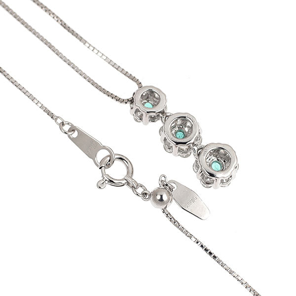 K18WG パライバトルマリン ダイヤモンド ペンダントネックレス 0.12ct D0.51ct フラワー