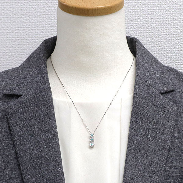 K18WG パライバトルマリン ダイヤモンド ペンダントネックレス 0.12ct D0.51ct フラワー