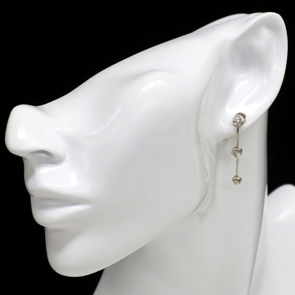K18WG ダイヤモンド ピアス 0.60ct スリーストーン