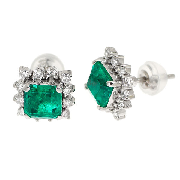 Pt900 エメラルド ダイヤモンド ピアス 1.88ct D0.45ct