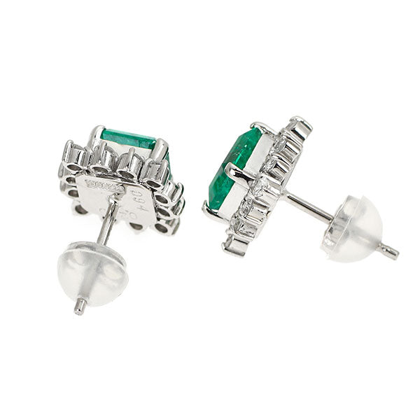 Pt900 エメラルド ダイヤモンド ピアス 1.88ct D0.45ct